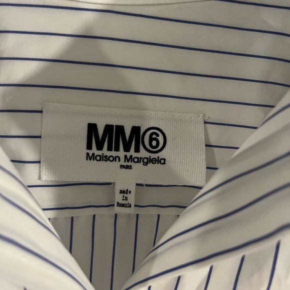 BNWT MM6 Maison Margiela CROPPED PINSTRIPE poplin SHIRT size 36 Net-a-porter - Picture 9 of 11